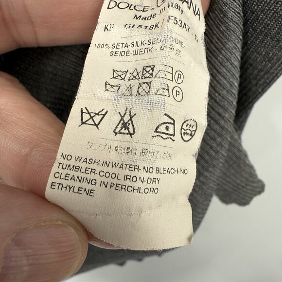 Dolce&Gabbana Men Silk Henley Shirt Ribbed Jersey Grey Short Sleeve IT 54 US 44 - Picture 9 of 13